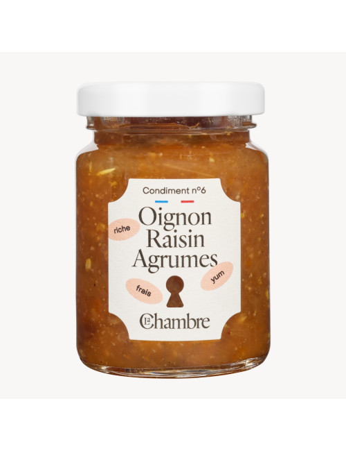 Confit Oignon Raisin Agrumes avec morceaux et 50% de fruits