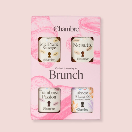 Brunch set with jams, honey and spreads