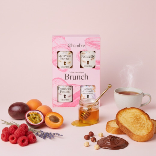 Brunch set with jams, honey and spreads