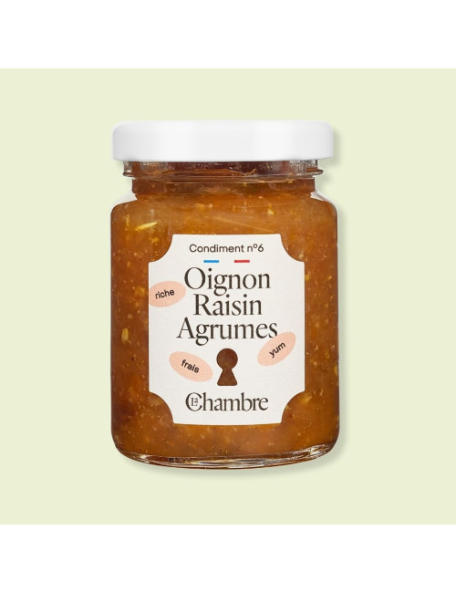 Confit Oignon Raisin Agrumes avec morceaux et 50% de fruits