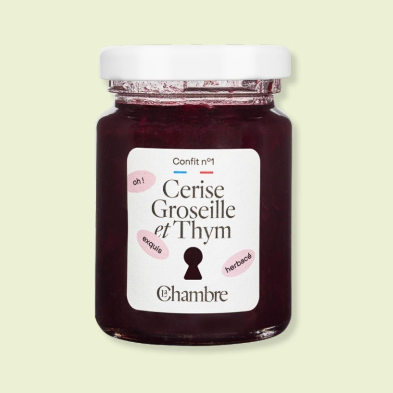 Confit Cerise Groseille Thym avec morceaux et 62% de fruits