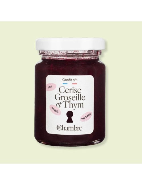 Confit Cerise Groseille Thym avec morceaux et 62% de fruits