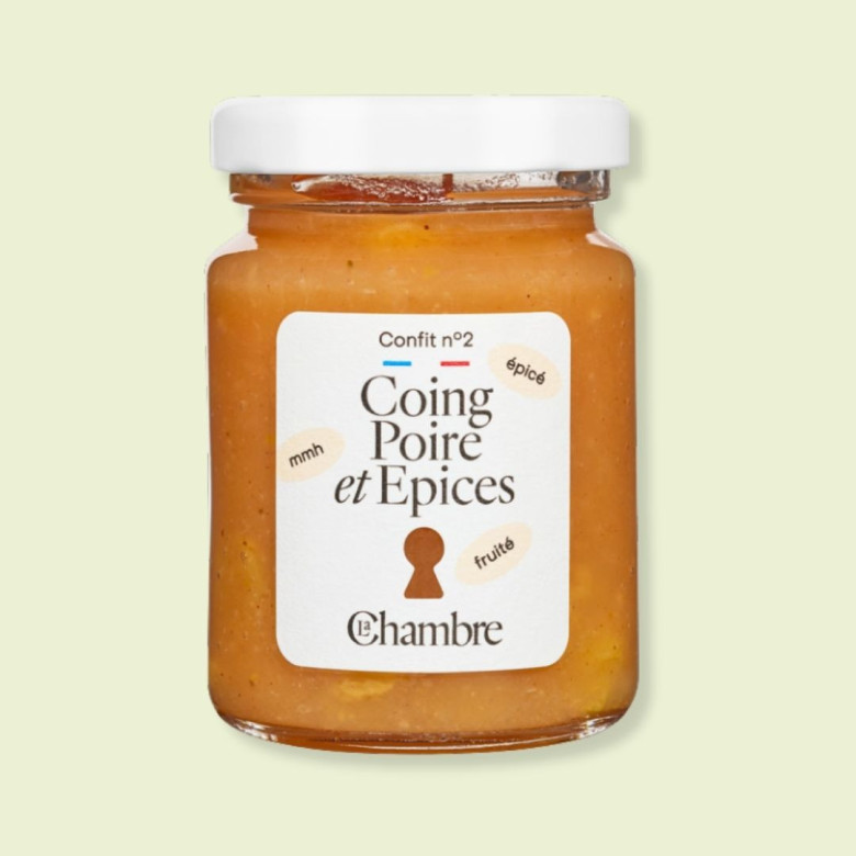 Confit Coing Poire Epices avec morceaux et 61% de fruits