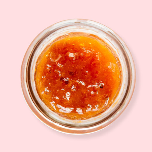 Apricot Passion Redcurrant seasonal jam, sweet and tart with pieces