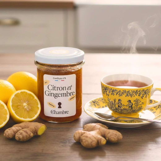 Confiture Citron Gingembre sans zestes, avec 51% de fruits