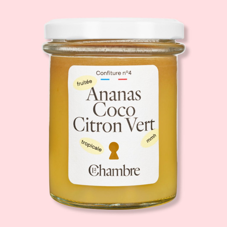Confiture Ananas Coco et Citron Vert avec 58% de fruits