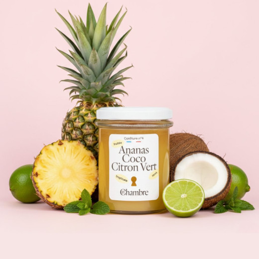 Confiture Ananas Coco et Citron Vert avec 58% de fruits
