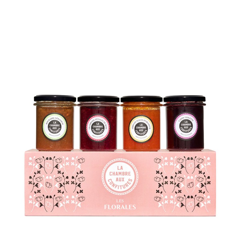 Les Florales box with 4 jars of spring jams