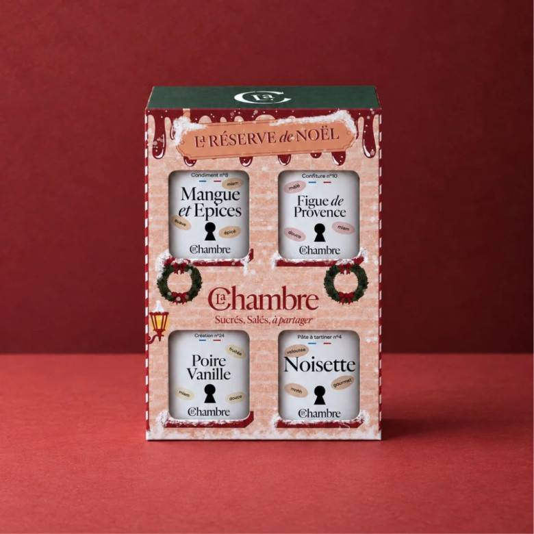 Coffret de Noël 4x100g de La Chambre : figue de Provence, noisette, mangue et épices, poire et vanille