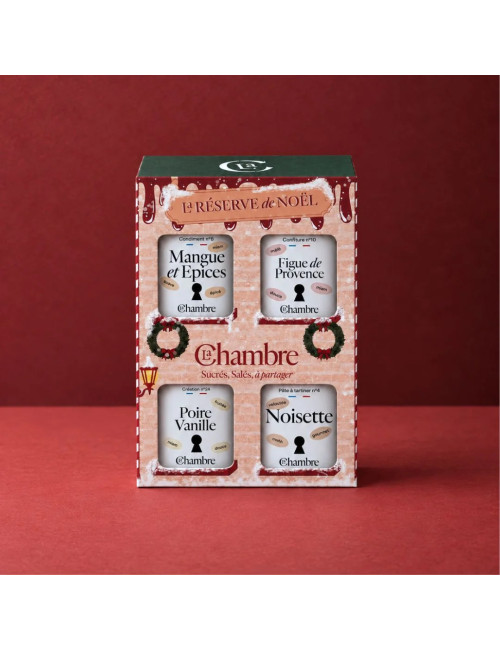 Coffret de Noël 4x100g de La Chambre : figue de Provence, noisette, mangue et épices, poire et vanille