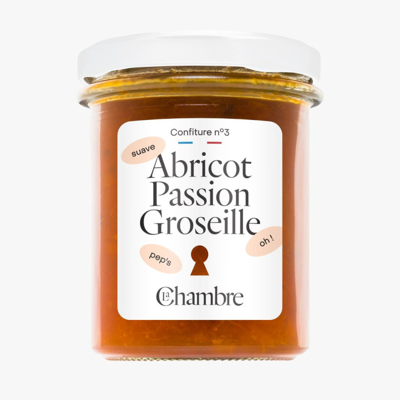 Confiture de saison Abricot Passion Groseille suave et Acidulée