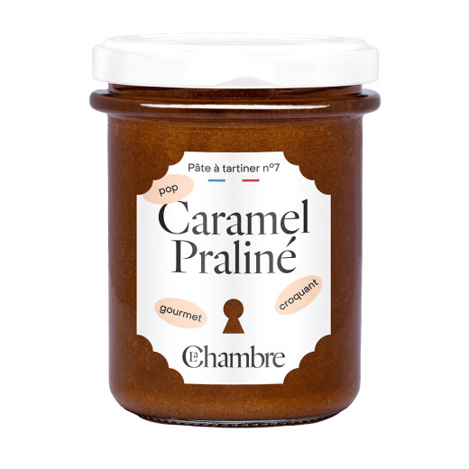 Salted butter caramel with hazelnut praline, made in France
