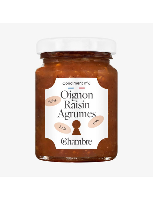 Confit Oignon Raisin Agrumes avec morceaux et 50% de fruits