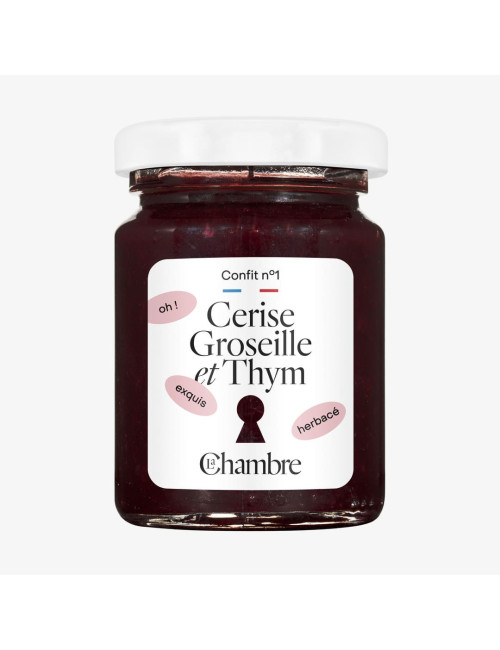 Confit Cerise Groseille Thym avec morceaux et 62% de fruits