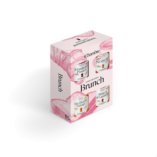 Coffret Brunch avec confitures, miel et pâte à tartiner