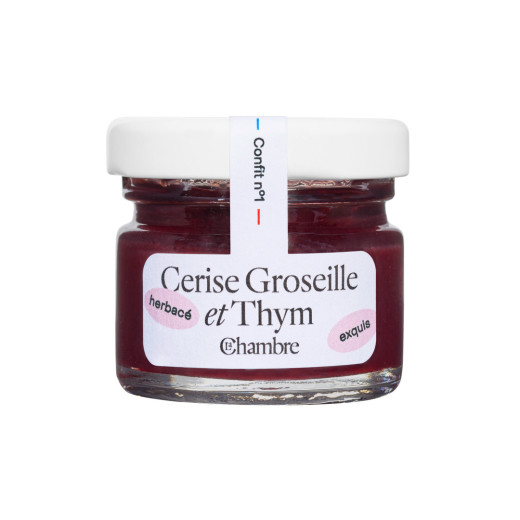 Confit Cerise Groseille Thym avec morceaux et 62% de fruits