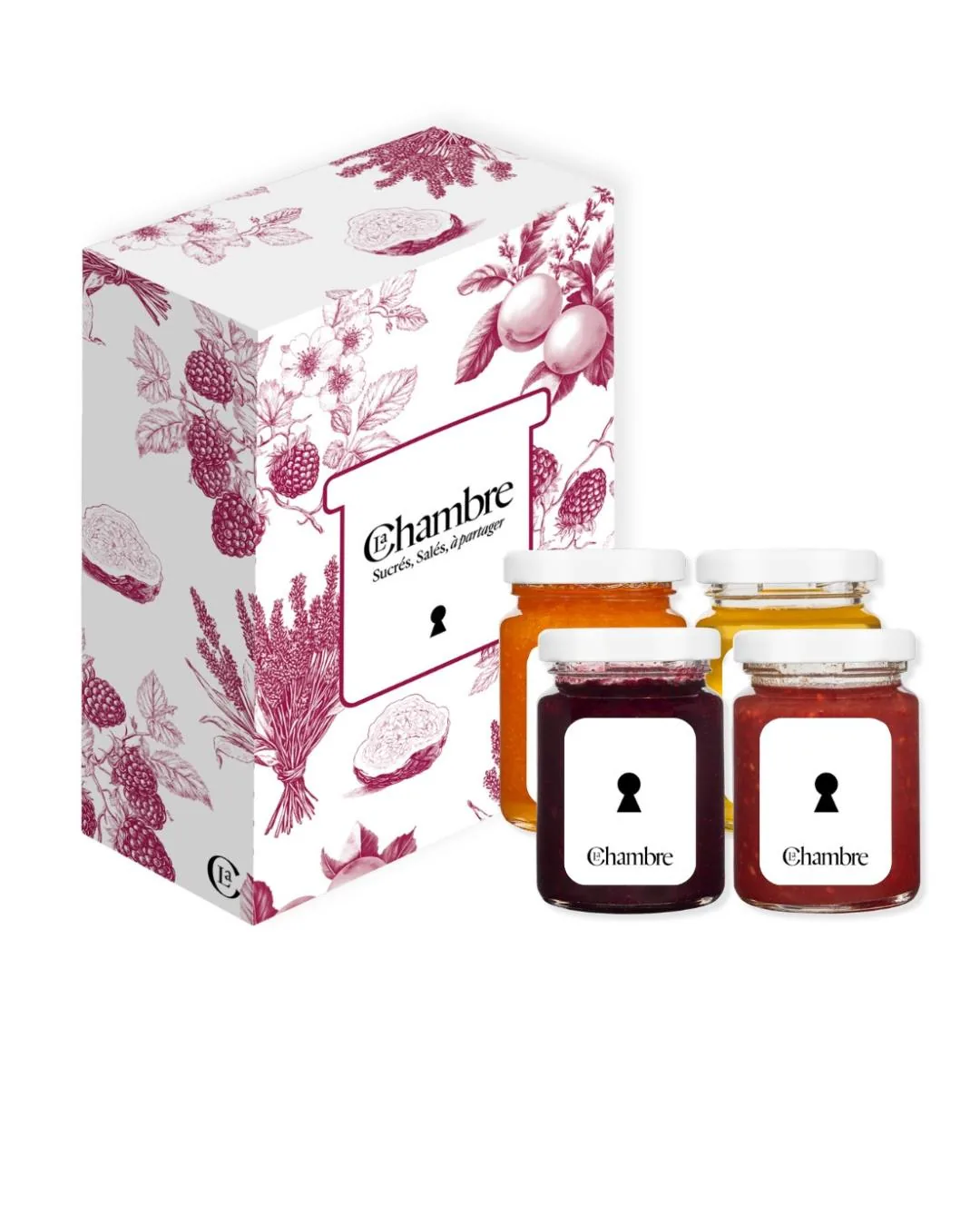 Coffret cadeau La Chambre avec 4 pots de confiture