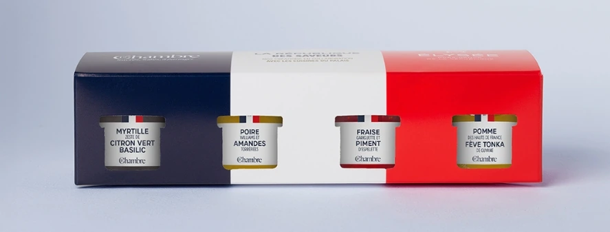 Visual for our special Elysée collection. Discover a range of unique jams and delicacies