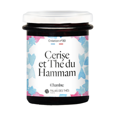Pot de confiture de 200g de la chambre en collaboration avec le palais des thés pour cette saveur cerise et thé du hamman
