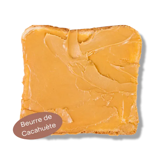 Une tartine au beurre de cacahuète, une option délicieuse et saine pour accompagner nos confitures et tartinables.