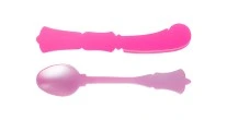 Image of pink cutlery, a fork and knife, representing La Chambre's tableware category