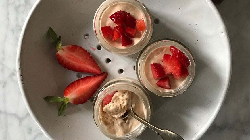 Semifreddo with rhubarb & strawberry jam