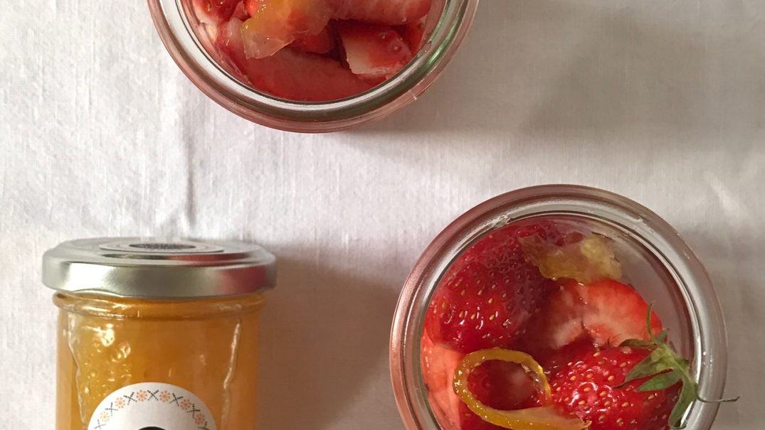 Strawberry salad with Yuzu