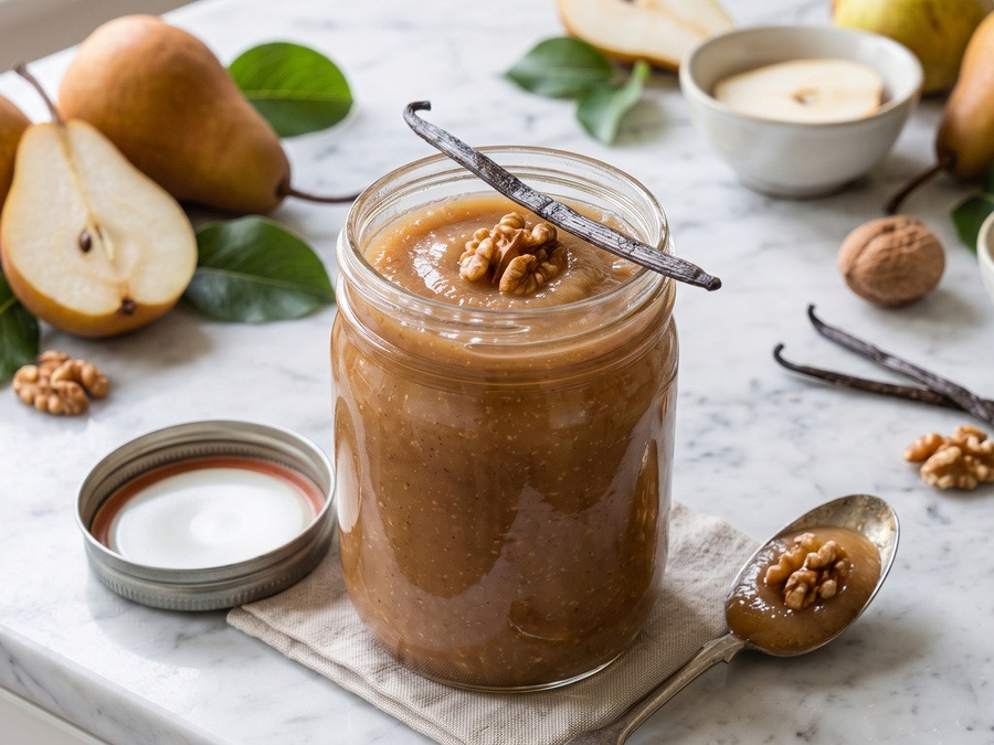 Recette de confiture de poires aux noix et à la vanille